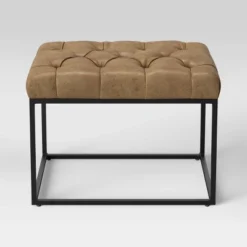 Trubeck Tufted Metal Base Ottoman Faux Leather - Threshold™ -Decor Haven Shop GUEST 0509fa7b e089 4af0 8df0 830bc533e45b