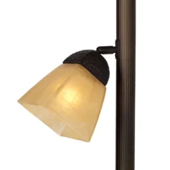 Franklin Iron Works Rustic Farmhouse Mission Torchiere Floor Lamp 71 1/2" Tall Roman Bronze 3-Light Frosted Champagne Amber Glass For Living Room -Decor Haven Shop GUEST 112f24c5 8a79 4601 819b 2cce53d80b7c