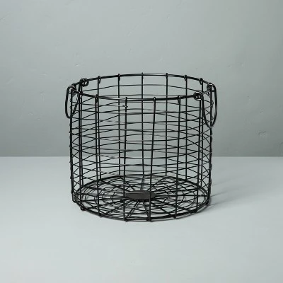 Round Wire Storage Basket With Handles Black - Hearth & Hand™ With Magnolia 7 Round Wire Storage Basket With Handles Black - Hearth & Hand™ With Magnolia - Image 5