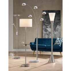 Possini Euro Design Infini Mid Century Modern Arc Floor Lamp 78" Tall Chrome 5 Light Swivel Dome Shades For Living Room Reading Bedroom Office House -Decor Haven Shop GUEST 1b82715a 7bee 4419 9af3 406a6342b315