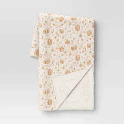 Mini Pumpkin Printed Plush With Shearling Reverse Throw Blanket - Threshold™ -Decor Haven Shop GUEST 237115e9 eb80 4549 b675 8dff6cdea03e