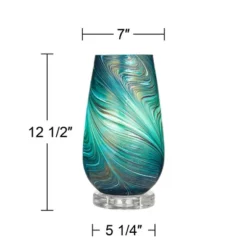 360 Lighting Carmen Modern Coastal Accent Table Lamps 12 1/2" High Set Of 2 Green Art Glass Shade For Bedroom Bedside Nightstand Office -Decor Haven Shop GUEST 27769a4f 3ecc 4586 9705 85b804f640a8