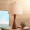 360 Lighting Omar Modern Table Lamp 28 3/4" Tall Warm Brown Wood Hourglass Oatmeal Fabric Drum Shade For Bedroom Living Room Bedside Nightstand Office -Decor Haven Shop GUEST 2a029704 26bd 4349 ae52 7aa1b0736fe5