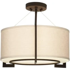 Possini Euro Design Stinson Modern Ceiling Light Semi Flush Mount Fixture 17 1/4" Wide Bronze 3-Light Linen Drum Shade For Bedroom Kitchen Living Room 12 Possini Euro Design Stinson Modern Ceiling Light Semi Flush Mount Fixture 17 1/4" Wide Bronze 3-Light Linen Drum Shade For Bedroom Kitchen Living Room -Decor Haven Shop GUEST 357f78c5 acd0 470c bd31 c9b75143728f