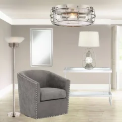 Possini Euro Design Light Blaster Art Deco Torchiere Floor Lamp 72 1/2" Tall Brushed Nickel LED Frosted Glass Bowl Shade For Living Room Bedroom House -Decor Haven Shop GUEST 37116d73 80ee 4df9 9182 e7a665c0400b