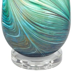 360 Lighting Carmen Modern Coastal Accent Table Lamps 12 1/2" High Set Of 2 Green Art Glass Shade For Bedroom Bedside Nightstand Office -Decor Haven Shop GUEST 3b3e014b 328b 40a3 9116 fffc8a644d67