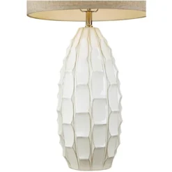 Possini Euro Design Cosgrove Modern Mid Century Table Lamp 32 3/4" Tall White Glazed Ceramic Beige Fabric Drum Shade For Bedroom Living Room Bedside -Decor Haven Shop GUEST 4071ce30 3ef3 4f98 9390 6f7c7f7a79d4