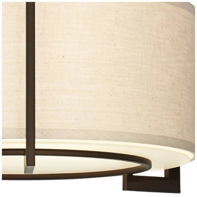 Possini Euro Design Stinson Modern Ceiling Light Semi Flush Mount Fixture 17 1/4" Wide Bronze 3-Light Linen Drum Shade For Bedroom Kitchen Living Room 4 Possini Euro Design Stinson Modern Ceiling Light Semi Flush Mount Fixture 17 1/4" Wide Bronze 3-Light Linen Drum Shade For Bedroom Kitchen Living Room - Image 2