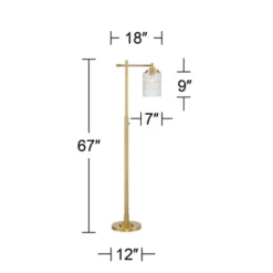 Possini Euro Design Kinsey Modern Downbridge Floor Lamp 67" Tall Warm Brass Metal Stone Pattern Glass Shade For Living Room Reading Bedroom Office -Decor Haven Shop GUEST 461da0e8 8e4f 4dd3 83f5 893c649dceab