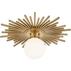 Possini Euro Design Hazel Modern Ceiling Light Semi Flush Mount Fixture 24" Wide Warm Brass White Globe Shade For Bedroom Kitchen Living Room Hallway -Decor Haven Shop GUEST 48188eba 2f68 4f86 9f8a a54dd55ba25f