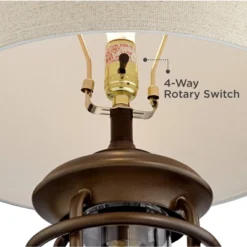 Franklin Iron Works Andreas Industrial Table Lamp 26" High Brown Metal With Nightlight LED And USB Charging Port Oatmeal Shade For Living Room Desk -Decor Haven Shop GUEST 48784dc5 bb0b 4357 a102 7b377aac726c