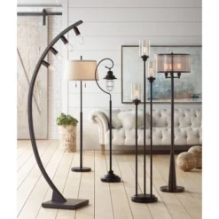 Franklin Iron Works Arcos Industrial Arc Floor Lamp 71" Tall Bronze Brown Metal Dimmable LED Decor For Living Room Reading Bedroom Office House Home -Decor Haven Shop GUEST 5810e929 2f4c 4e54 8434 2533ddae9e0e