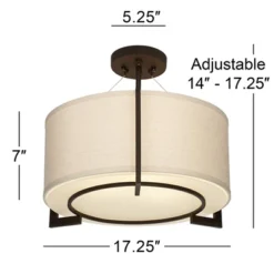 Possini Euro Design Stinson Modern Ceiling Light Semi Flush Mount Fixture 17 1/4" Wide Bronze 3-Light Linen Drum Shade For Bedroom Kitchen Living Room 14 Possini Euro Design Stinson Modern Ceiling Light Semi Flush Mount Fixture 17 1/4" Wide Bronze 3-Light Linen Drum Shade For Bedroom Kitchen Living Room -Decor Haven Shop GUEST 5cfc32a1 5a13 49e4 b20a c7db2f1f1e48