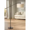 Possini Euro Design Industrial Floor Lamp Adjustable Arm 62.5" Tall Oiled Bronze Metal Light Brown Linen Drum Shade For Living Room Reading -Decor Haven Shop GUEST 5db3ac63 b09f 4295 a1f4 265db96e9f74