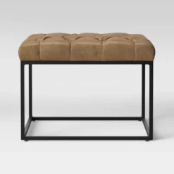 Trubeck Tufted Metal Base Ottoman Faux Leather - Threshold™ -Decor Haven Shop GUEST 6157a7ff 1bf7 44e1 b846 3ae5cf7f4815