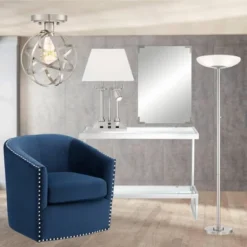 Possini Euro Design Meridian Light Blaster Modern Torchiere Floor Lamp 72" Tall Brushed Nickel LED Frosted Glass Shade For Living Room Bedroom Office -Decor Haven Shop GUEST 6bbd5cd5 4418 4021 a48b e76b13d778f4