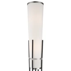 Possini Euro Design Flute Modern Torchiere Floor Lamp 64" Tall Satin Black Brushed Nickel White Linen Shade For Living Room Bedroom Office House Home -Decor Haven Shop GUEST 6d8338c9 1eea 4637 a805 c6f342edfa75