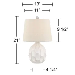 360 Lighting Ellen 21" High Sculptured Small Mid Century Modern Coastal Accent Table Lamp White Ceramic Single Living Room Bedroom Bedside Nightstand -Decor Haven Shop GUEST 6e1531b1 8652 48fa acde 11a37d6902b1