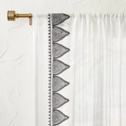 1pc Light Filtering Diamond Border Window Curtain Panel White - Opalhouse™ Designed With Jungalow™ -Decor Haven Shop GUEST 7192bb6b 2dca 4ad8 a530 ba36b505b13d