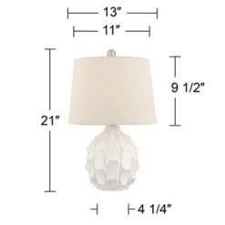 360 Lighting Ellen 21" High Sculptured Small Mid Century Modern Coastal Accent Table Lamp White Ceramic Single Living Room Bedroom Bedside Nightstand -Decor Haven Shop GUEST 78a35270 b85f 470b 8d36 f557ab41e97c