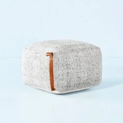 Hand-Woven Pouf Ottoman With Leather Trim - Hearth & Hand™ With Magnolia -Decor Haven Shop GUEST 819b4a8f 2db7 4089 b6dd 3544521baa39