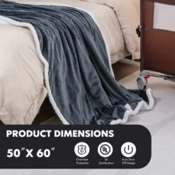 Tangkula 50" X 60" Heated Electric Reversible Fleece Blanket Blanket Throw W/ 10 Heat Levels, 9 Hours Auto Shut-Off, Overheat Protection Gray -Decor Haven Shop GUEST 81f0c982 2b62 41dd 95ea 7c73e3483286