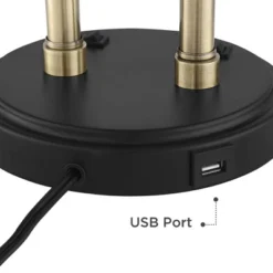 Possini Euro Design Sentry Modern Mid Century Desk Lamp 23" High Black Brass With USB Charging Port LED Adjustable Cone Shade For Bedroom Living Room -Decor Haven Shop GUEST 84aa50d5 b673 4b3a b5f2 3168750c699e