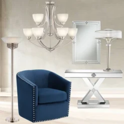 Possini Euro Design Light Blaster Art Deco Torchiere Floor Lamp 72 1/2" Tall Brushed Nickel LED Frosted Glass Bowl Shade For Living Room Bedroom House -Decor Haven Shop GUEST 88f5ad87 298f 4400 b696 842a2a774880