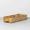 3 Compartment Woven Tank Tray With Leather Handles Beige - Hearth & Hand™ With Magnolia