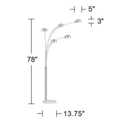 Possini Euro Design Infini Mid Century Modern Arc Floor Lamp 78" Tall Chrome 5 Light Swivel Dome Shades For Living Room Reading Bedroom Office House -Decor Haven Shop GUEST 8e1a5ee4 40b4 4393 a59b 99fcb475dfec