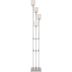 Possini Euro Design Athena Modern Floor Lamp 72" Tall Brushed Nickel 4 Light Tree Clear Outer Opal Inner Double Glass Shade For Living Room Bedroom -Decor Haven Shop GUEST 9216fb98 adc6 4062 a2b3 d139c90db34a
