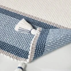 20" X 32" Color Block Stripe Tassels Bath Rug Faded Blue/White - Hearth & Hand™ With Magnolia -Decor Haven Shop GUEST 965eb334 1e31 467e 9a9f 35ffecd97d72