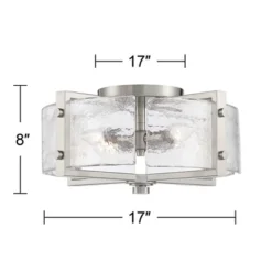 Possini Euro Design Prane Modern Industrial Ceiling Light Semi Flush Mount Fixture 17" Wide Brushed Nickel 4-Light Warped Glass For Bedroom Kitchen -Decor Haven Shop GUEST 968afca0 1c02 432c 9354 62d2a6a517c1