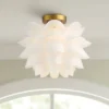 Possini Euro Design Modern Ceiling Light Semi Flush Mount Fixture White Flower Gold Metal 15 3/4" Wide Living Room Bedroom Kitchen -Decor Haven Shop GUEST 97aba4d1 b8bc 4a3c 9856 5d7e7b03a75a
