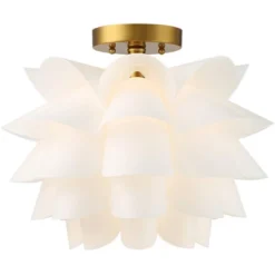 Possini Euro Design Modern Ceiling Light Semi Flush Mount Fixture White Flower Gold Metal 15 3/4" Wide Living Room Bedroom Kitchen -Decor Haven Shop GUEST 9caa153e a2a6 4cbb b7c7 151d401311d5