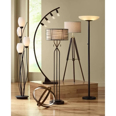 Possini Euro Design Meridian Light Blaster Modern Torchiere Floor Lamp 72" Tall Oil Rubbed Bronze LED Frosted Glass Shade For Living Room Bedroom Home 7 Possini Euro Design Meridian Light Blaster Modern Torchiere Floor Lamp 72" Tall Oil Rubbed Bronze LED Frosted Glass Shade For Living Room Bedroom Home - Image 5