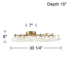 Possini Euro Design Lilypad Modern Ceiling Light Semi Flush Mount Fixture 30 1/4" Wide Warm Brass 12-Light Frosted Glass Shade For Bedroom Living Room 17 Possini Euro Design Lilypad Modern Ceiling Light Semi Flush Mount Fixture 30 1/4" Wide Warm Brass 12-Light Frosted Glass Shade For Bedroom Living Room -Decor Haven Shop GUEST a233a009 bd72 44f5 9f48 3c2effe14b0b
