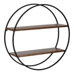 24" Diameter Sequoia Wood And Metal Round Wall Shelf - Kate & Laurel All Things Decor -Decor Haven Shop GUEST a3fb1e05 6807 4381 baff 5fe72a0f94e9