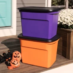 Sterilite 18 Gallon Orange Plastic Storage Container Bin Tote With Black Lid, Halloween -Decor Haven Shop GUEST a9f43b31 35e0 4c1a 89db e6cc67339af9