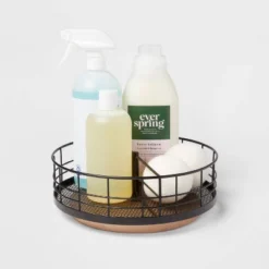 Divided Turntable Black Wire With Natural Wood - Brightroom™ -Decor Haven Shop GUEST aa83c3b1 19ba 41dd ba5d e1b86512a437