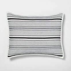 Textured Stripe Pillow Sham Dark Gray/Cream - Hearth & Hand With Magnolia -Decor Haven Shop GUEST b0608181 3b6d 4688 8af4 76eb9e213a88