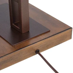 Franklin Iron Works Rustic Farmhouse Arc Floor Lamp With USB Port 60" Tall Bronze Downbridge Faux Leather Empire Shade For Living Room Reading Bedroom -Decor Haven Shop GUEST bd427d4b aa45 408b b344 b6eabc36e0dc