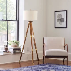 Oak Wood Tripod Floor Lamp Dark Brown - Threshold™ -Decor Haven Shop GUEST c2f8f53a ec73 4620 85f4 88ec9ed0366f