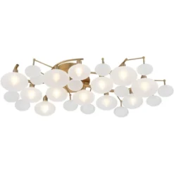 Possini Euro Design Lilypad Modern Ceiling Light Semi Flush Mount Fixture 30 1/4" Wide Warm Brass 12-Light Frosted Glass Shade For Bedroom Living Room 15 Possini Euro Design Lilypad Modern Ceiling Light Semi Flush Mount Fixture 30 1/4" Wide Warm Brass 12-Light Frosted Glass Shade For Bedroom Living Room -Decor Haven Shop GUEST c8b436d6 0799 4b71 b0e8 1b80aaa00f64