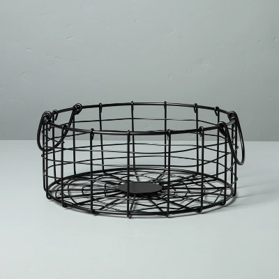 Round Wire Storage Basket With Handles Black - Hearth & Hand™ With Magnolia 6 Round Wire Storage Basket With Handles Black - Hearth & Hand™ With Magnolia - Image 4