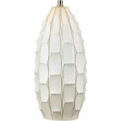 Possini Euro Design Cosgrove Modern Mid Century Table Lamp 32 3/4" Tall White Glazed Ceramic Beige Fabric Drum Shade For Bedroom Living Room Bedside -Decor Haven Shop GUEST e15958a3 0b96 48ea bace d8ad192dac70