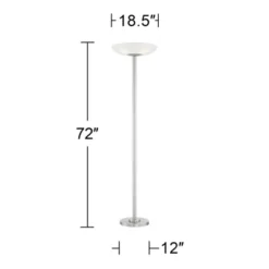 Possini Euro Design Meridian Light Blaster Modern Torchiere Floor Lamp 72" Tall Brushed Nickel LED Frosted Glass Shade For Living Room Bedroom Office -Decor Haven Shop GUEST e1694616 6618 4ddf a110 547269b9f2f9