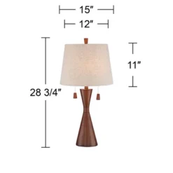 360 Lighting Omar Modern Table Lamp 28 3/4" Tall Warm Brown Wood Hourglass Oatmeal Fabric Drum Shade For Bedroom Living Room Bedside Nightstand Office -Decor Haven Shop GUEST e6133243 7521 466c 866d fc796a8ed041