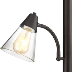 Franklin Iron Works Warwick Industrial Torchiere Floor Lamp With Side Lights 71 1/2" Tall Tiger Bronze LED Clear Seedy Glass For Living Room Reading -Decor Haven Shop GUEST ea3e2832 aa93 4608 867e b86e755fc252