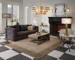 Possini Euro Design Granview Modern Table Lamp 32 1/2" Tall Brass Column Taupe Organza Outer Off White Linen Inner Drum Shade For Bedroom Living Room -Decor Haven Shop GUEST f00dc396 7e97 4d21 bd9b 465361d7213e